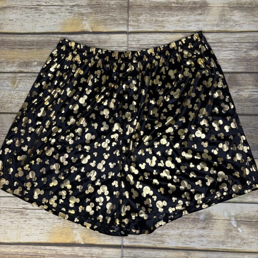 VTG Disney Mickey Mouse Black Gold Metallic Lightweight Mens Boxer Shorts Sz XL